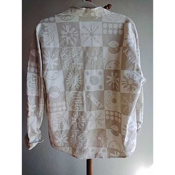 💕NWOT💕 Women's /Juniors H&M Smiley Button-Down Shirt/Jacket Oversize XS Beige - Picture 6 of 12